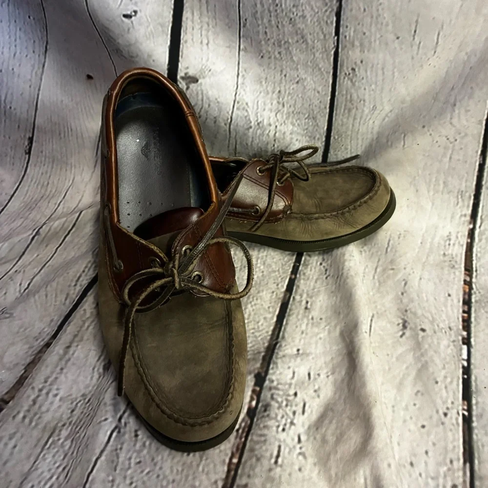 Dockers Castaway Leather Boat Lace Shoes Brown Size 9M 090-1448 Nautical Preppy‎